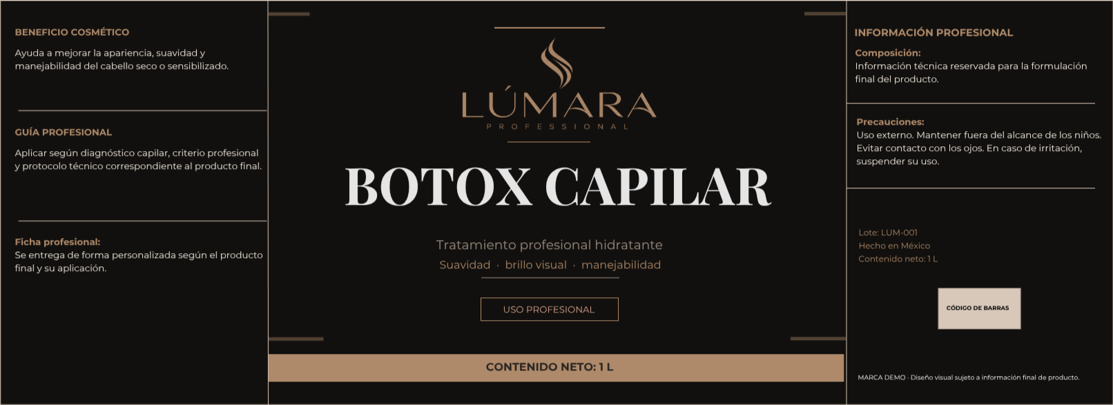 Etiqueta matriz profesional demo LÚMARA sin fondo